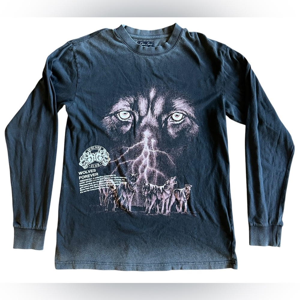 DARC SPORT WOLVES CLUB Long Sleeved Graphic Double-Sided Tee #122/ 1000 Sz L